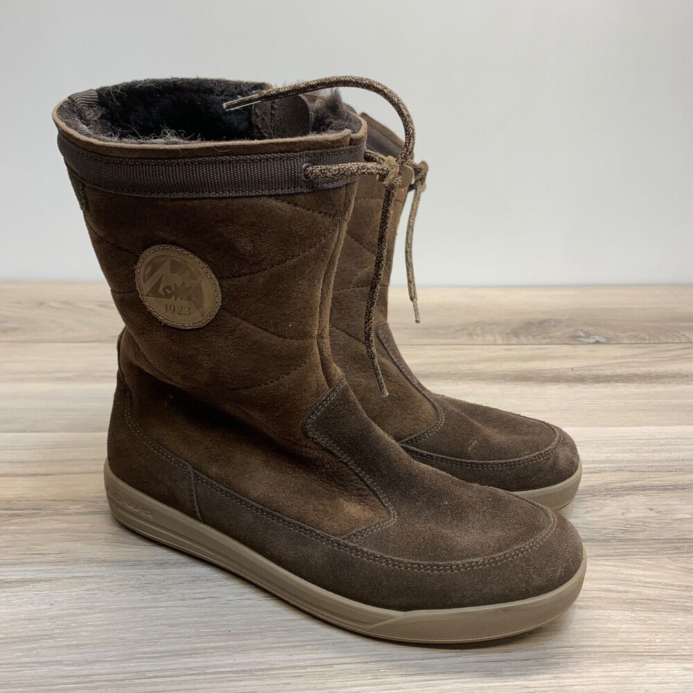 Lowa Womens Dalarna Mid Winter Boot Size‎ 8 Brown Suede Shearling Outdoor Sporty